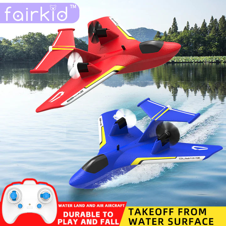 Fairkid ZY-425 2.4GHz Toy Radio Controlled Jet Plane RC Airplane Fixed-wing Drone Triphibian Water Land Air Fun Kids Gift