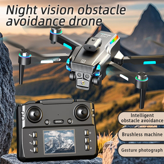 Blushless Motor Drone with Professional HD Camera and LCD Remote Control Night Vision Obstacle Avoidance for Kids and Adults